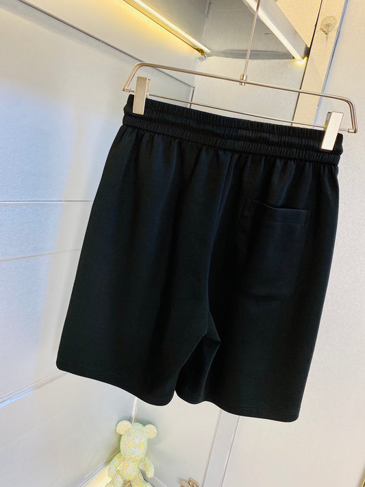 Balenciaga Black Logo Printed Casual Drawstring Shorts