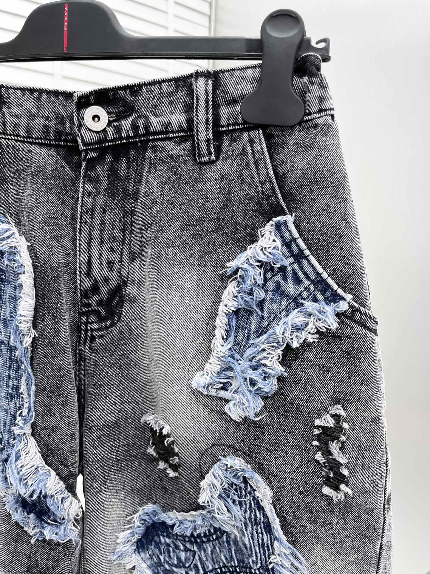 Balenciaga Distressed Patchwork Denim Shorts With Vintage Style