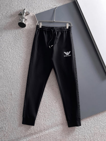 Emporio Armani Black Zip - Up Jacket And Pants Set With Logo