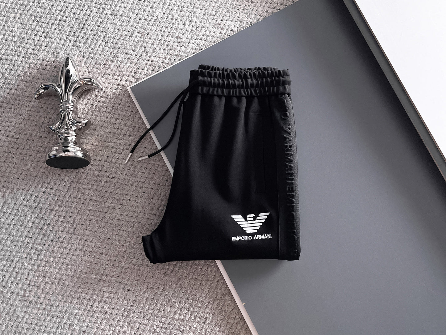 Emporio Armani Black Zip - Up Jacket And Pants Set With Logo