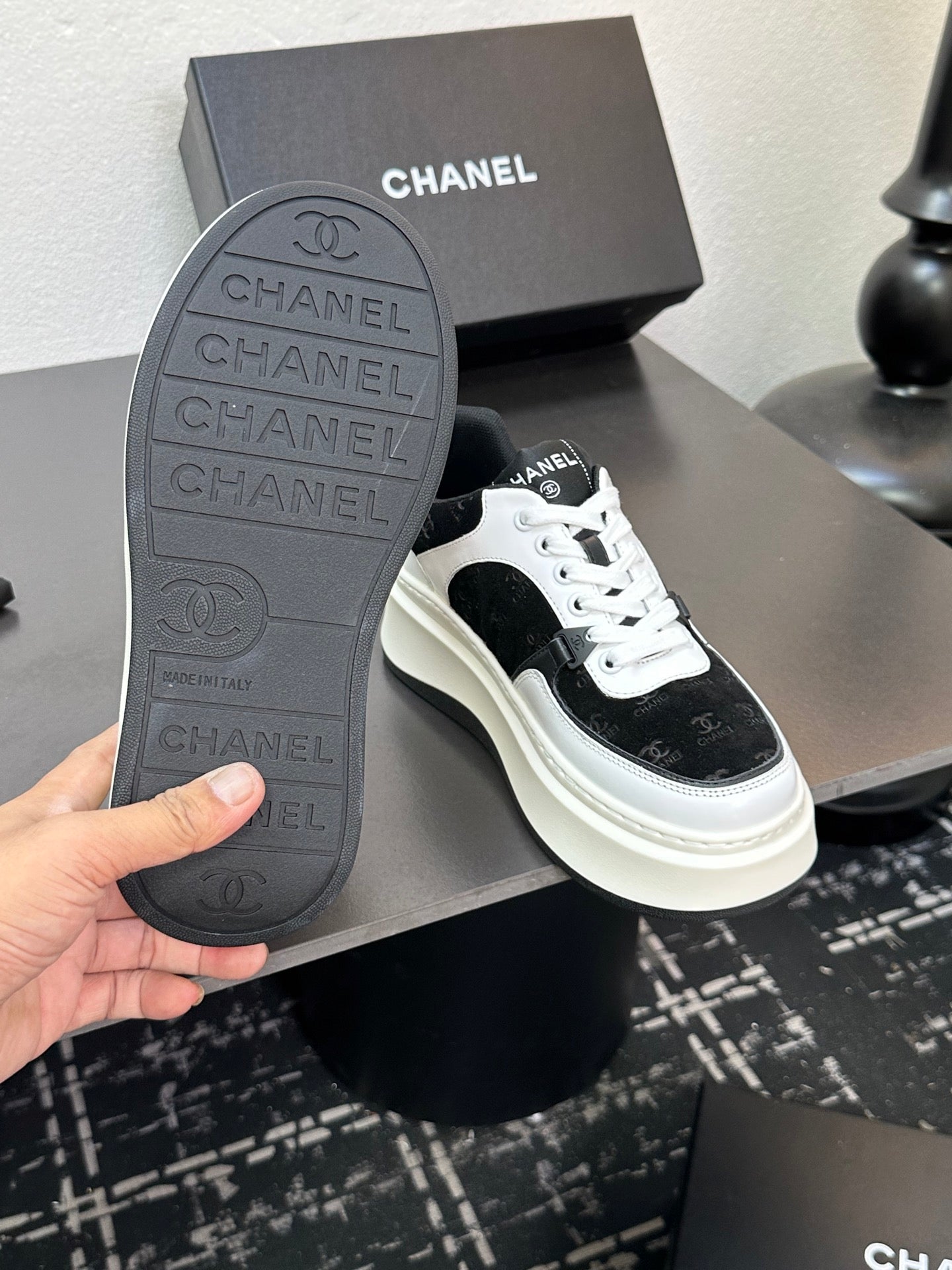 Chanel Platform Sneakers With Iconic CC Logo