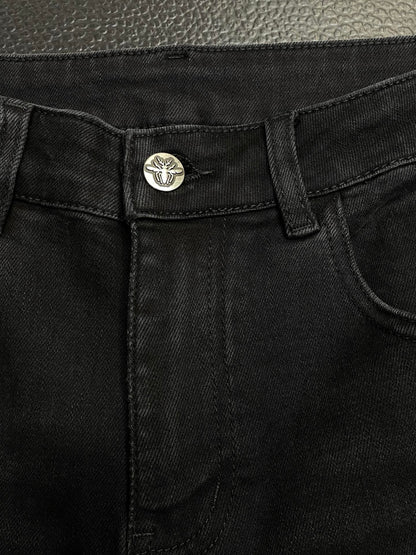 Dior Dark Grey Denim Jeans With Embroidered Logo Detail