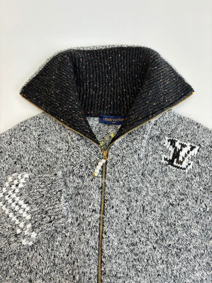 Louis Vuitton Men's Knitted Zip Up Sweater With Logo