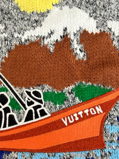 Louis Vuitton Men's Knitted Zip Up Sweater With Logo