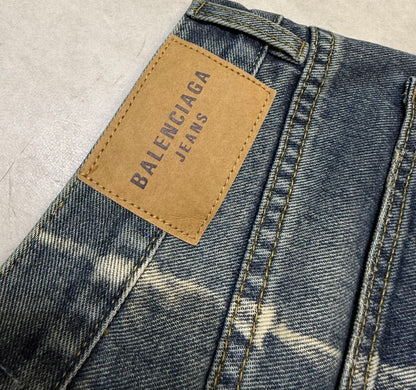 Balenciaga Unisex Jeans With Distressed Details And Contrast Stitching