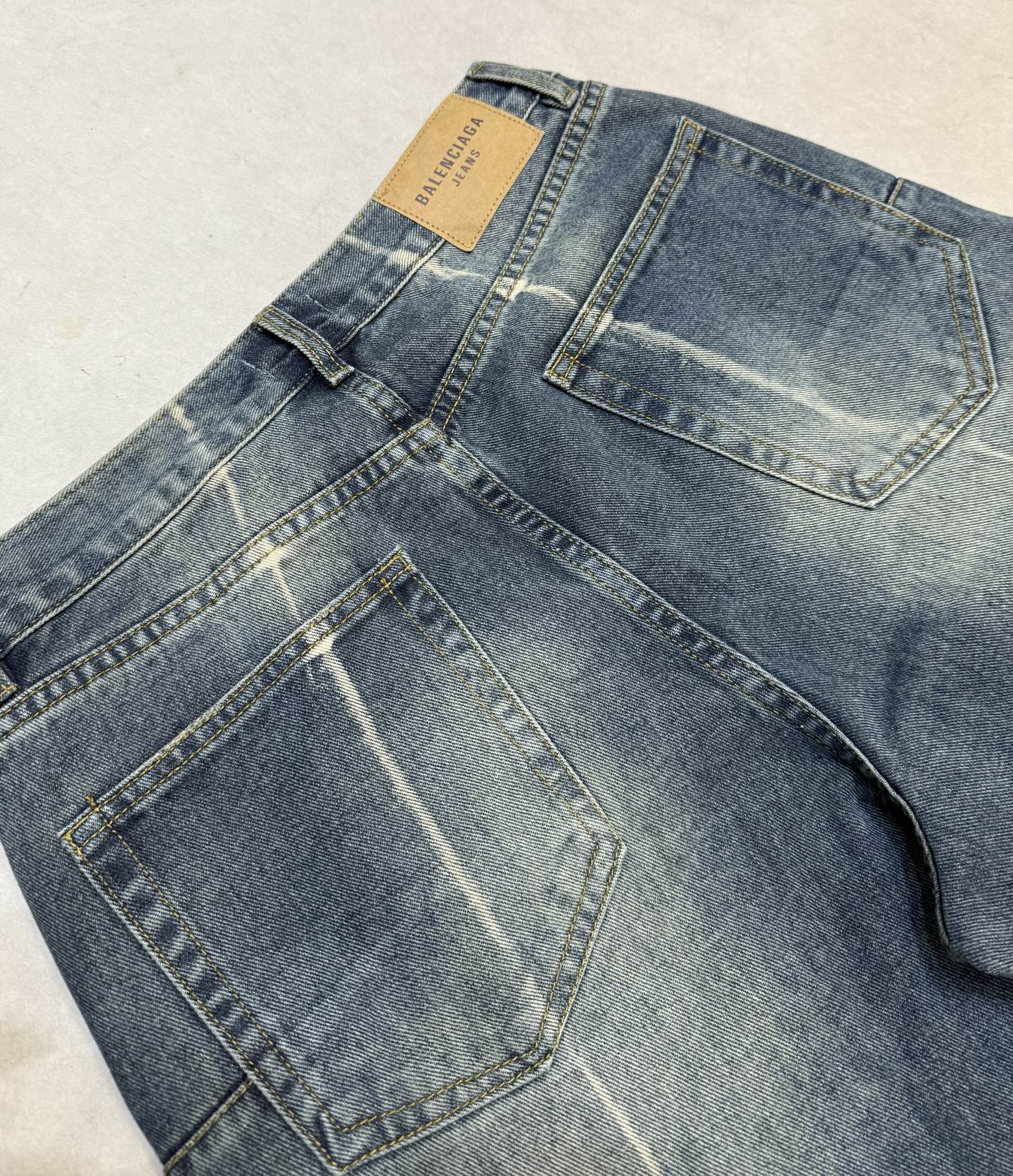 Balenciaga Unisex Jeans With Distressed Details And Contrast Stitching