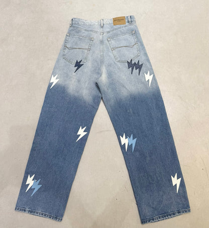 Balenciaga Unisex Jeans With Lightning Bolt Prints And Gradient Design