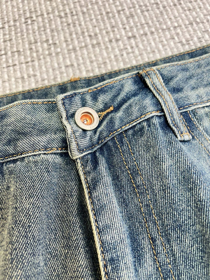 Burberry Men's Light Blue Denim Jeans With Brand Lettering