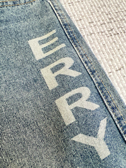 Burberry Men's Light Blue Denim Jeans With Brand Lettering