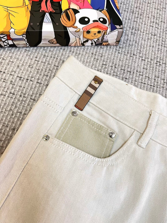 Burberry Men's White Denim Jeans With Signature Detailing