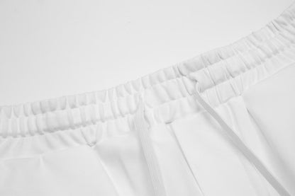 Chrome Hearts Style White Drawstring Shorts With Colorful Logo