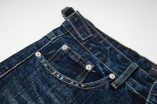 Balenciaga Blue Denim Shorts With Red Heart Embroidery And Belt