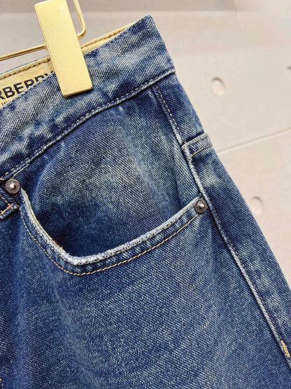Burberry Men's Blue Denim Jeans With Classic Design