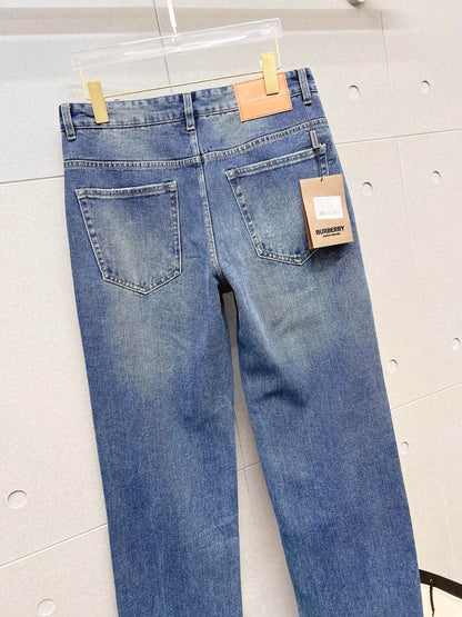 Burberry Men's Blue Denim Jeans With Classic Design
