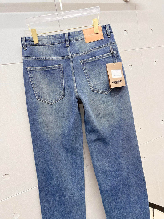 Burberry Men's Blue Denim Jeans With Classic Design