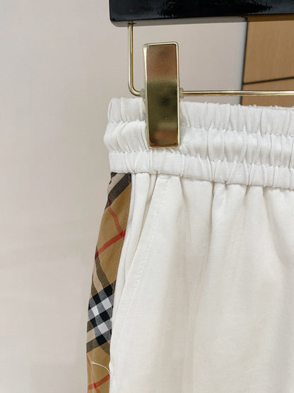 Burberry Men's White Short - Sleeve Tracksuit With Check Details