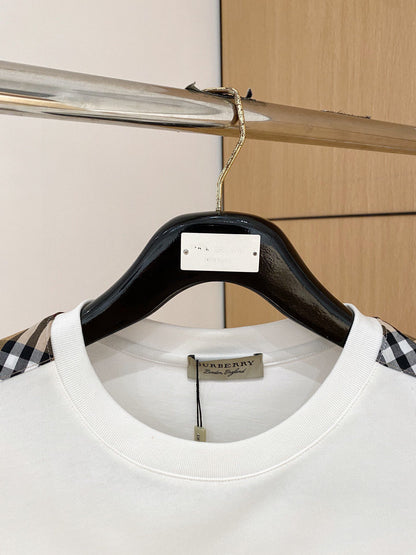 Burberry Men's White Short - Sleeve Tracksuit With Check Details