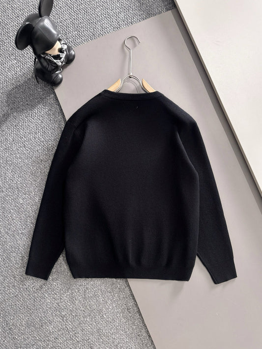 Prada Men's Black Crew Neck Knitted Sweater With Logo