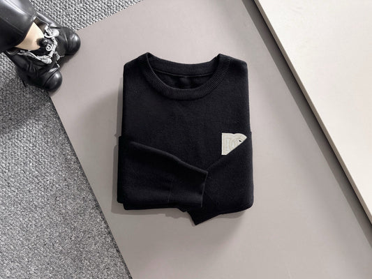 Dolce & Gabbana Men's Black Crew Neck Knitted Sweater With Logo