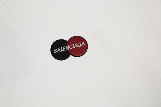 Balenciaga White Crew Neck Sweater With Circular Brand Badges