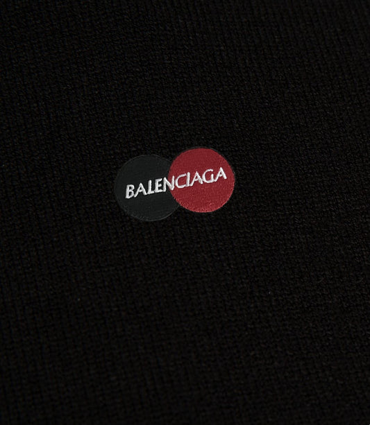 Balenciaga Black Crew Neck Sweater With Circular Brand Patches