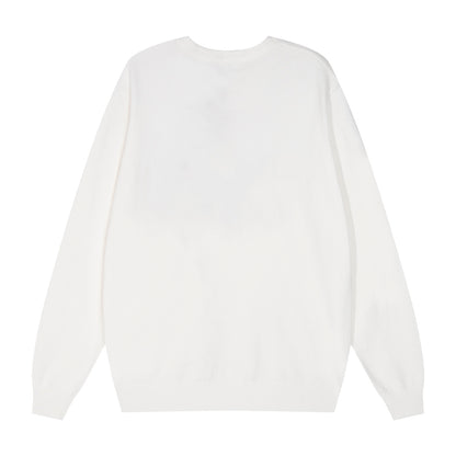 Balenciaga White Crew Neck Sweater With Circular Brand Badges