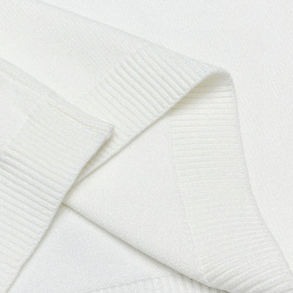 Balenciaga White Crew Neck Sweater With Circular Brand Badges