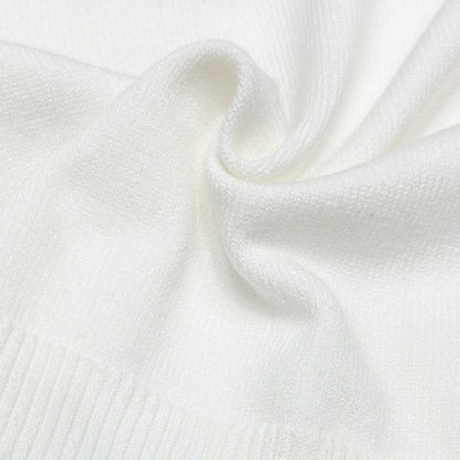 Balenciaga White Crew Neck Sweater With Circular Brand Badges