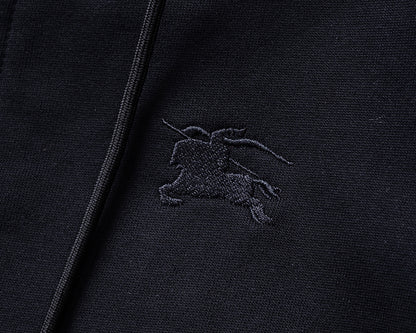 Burberry Men's Black Hooded Tracksuit With Plaid Side Details